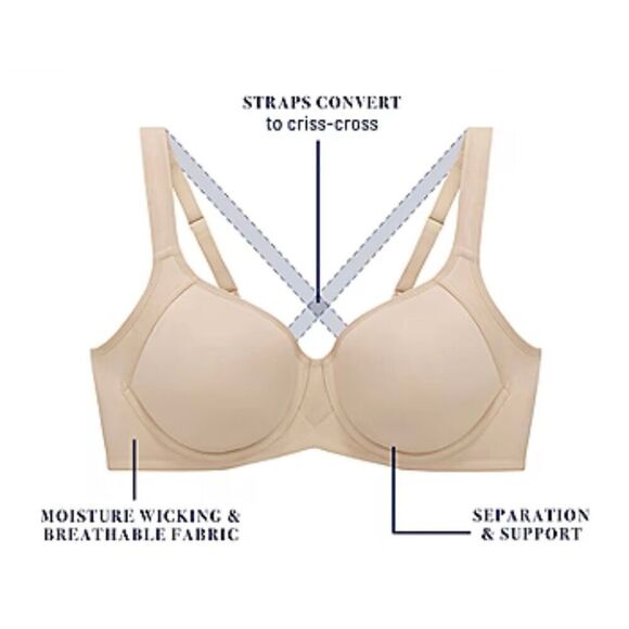 Vanity Fair NWT Sports Bras Breathable Moisture Wicking 44C - Picture 4 of 7